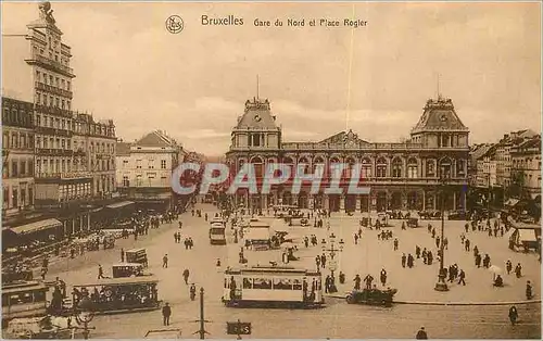 Ansichtskarte AK Bruxelles Gare du Nord et Place Rogler Tramway