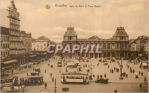 Cartes postales Bruxelles Gare du Nord et Place Rogler Tramway