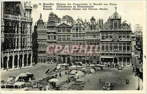 Cartes postales Bruxelles Maisons des Corporations et Marche aux Fleurs
