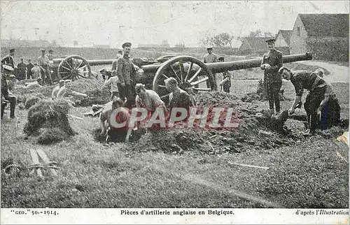 Cartes postales Pieces d'artillerie Anglaise en Belgique d'apres l'Illustration Militaria