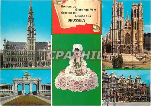 Moderne Karte Bonjour de Brussels Poupee