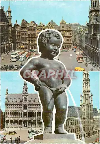 Cartes postales moderne Bruxelles Manneken Pis et vues de la Grand'Place