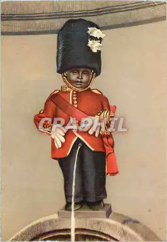 Moderne Karte Bruxelles Manneken Pis en Welsh Guards