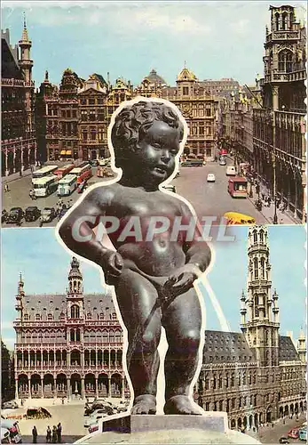 Cartes postales moderne Bruxelles Manneken Pis et vues de la Grand'Place