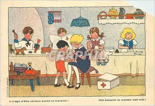 Cartes postales moderne Il s'agit d'etre serieux quand on travaille Croix Rouge