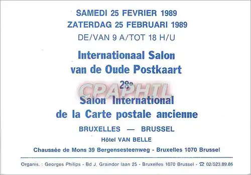 Moderne Karte Bruxelles Hotel van Belle 28e Internationaal Salon van de Oude Postkaart