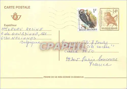 Entier Postal Oiseau Spa pour Paris Lelev