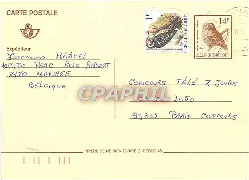 Entier Postal Belgique Oiseau Leemans