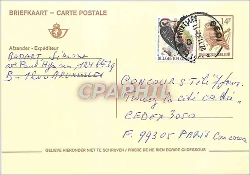 Entier Postal Belgique Oiseau Bodart