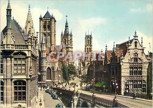 Cartes postales moderne Gent Gand Eglise Saint Nicolas Beffroi et Eglise Saint Bavon