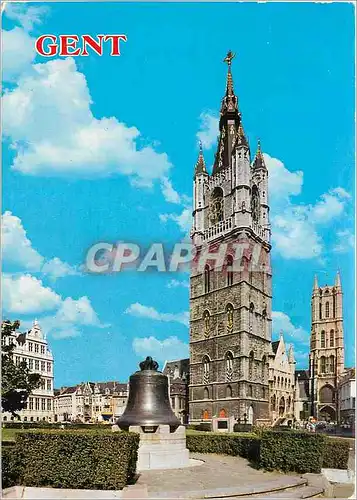 Cartes postales moderne Gent Place Emile Braun Beffroi Cathedrale St Bavon Cloche