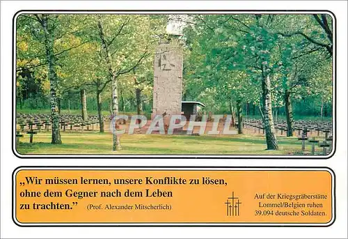 Cartes postales moderne Auf der Kriegsgraberstatte Lommel Belgien Ruhen Wir Mussen Lernen Unsere Konflikte zu Losen Mili
