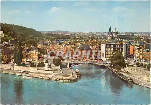 Moderne Karte Namur le Confluent de la Sambre et de la Meuse Bateau Peniche