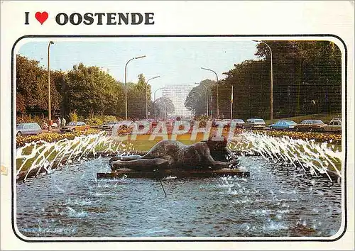Moderne Karte Oostende Leopold II Laan la Mer Oeuvre Plastique de G Grard 1954