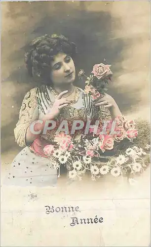 Moderne Karte Bonne Annee Femme Roses Fleurs