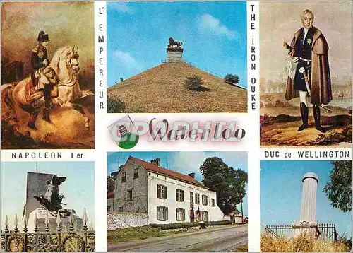 Cartes postales moderne Waterloo l'Empereur Napoleon Ier Duc de Wellington la Caillou Monuments Francais et Britannique