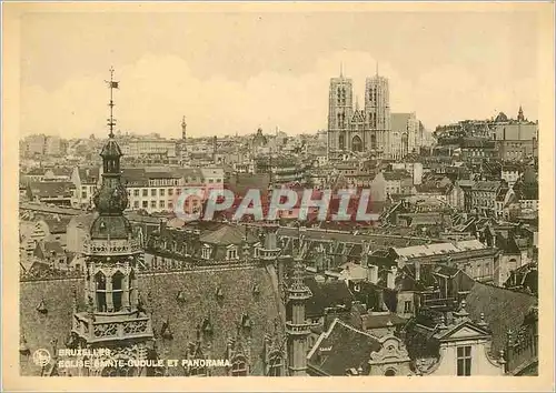 Moderne Karte Bruxelles Eglise Sainte Gudule et Panorama