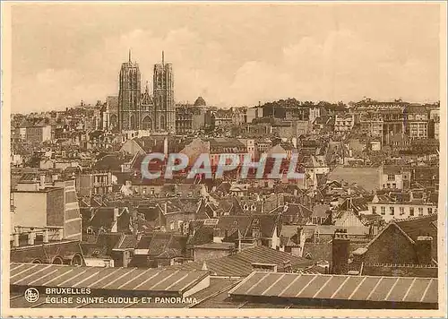 Moderne Karte Bruxelles Eglise Sainte Gudule et Panorama