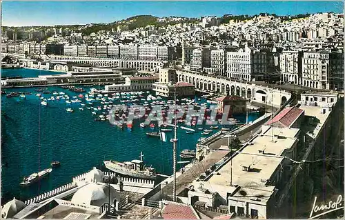 Moderne Karte Alger Vue Generale Bateaux
