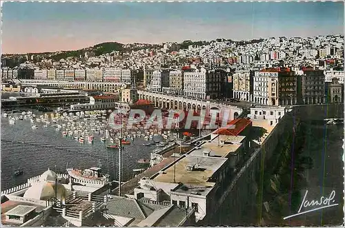 Moderne Karte Alger Vue Generale Bateaux