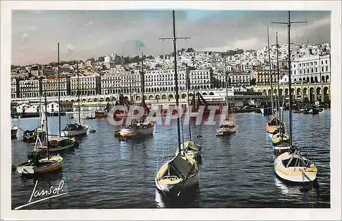 Moderne Karte Alger Vue du Port Bateaux