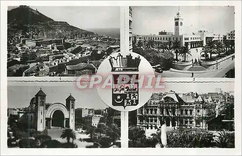 Cartes postales moderne Oran Vue Generale la Gare la Cathedrale l'Hotel de Ville