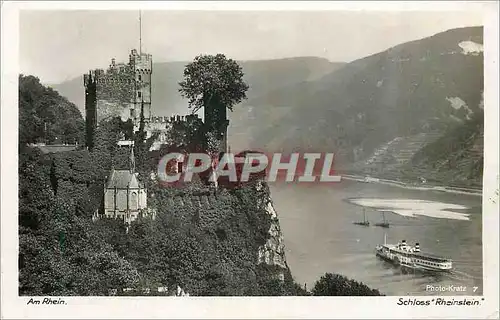 Ansichtskarte AK Am Rhein Schloss Rheinstein Bateau