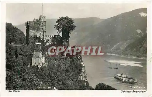 Cartes postales Am Rhein Schloss Rheinstein Bateau