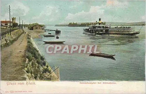 Ansichtskarte AK Grus vom Rhein Salondampier bei Rudesheim Bateau