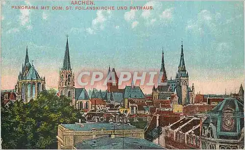 Ansichtskarte AK Aachen Panorama mit Dom St Foilanskirche und Rathaus