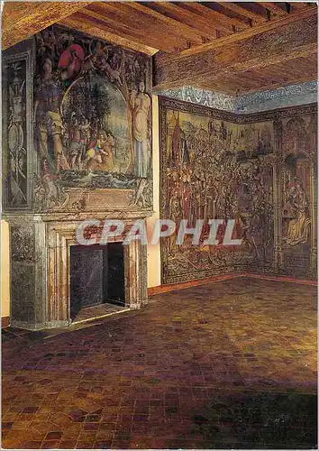 Cartes postales moderne Musee National de la Renaissance Chateau d'Ecouen (Val d'Oise) la Chambre du Roi Cheminee peinte