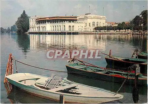 Moderne Karte Enghien les Bains (Val d'Oise) le Casino et le Lac Bateaux