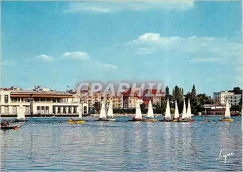 Moderne Karte Enghien les Bains (Val d'Oise) Le Lac et le Casino Bateaux