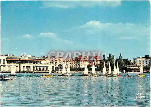 Moderne Karte Enghien les Bains (Val d'Oise) Le Lac et le Casino Bateaux