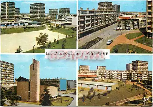 Cartes postales moderne Gonesse La Fauconniere Le Square de la Garenne Le Centre Commercial L'Eglise Saint Francois d'As