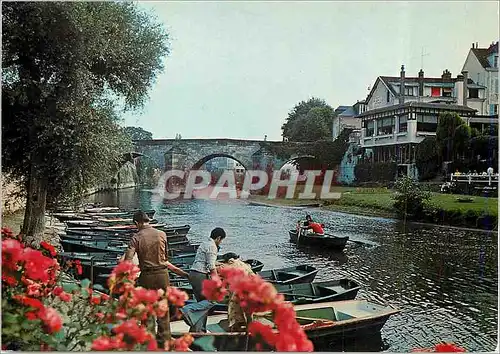 Moderne Karte L'Isle Adam Le Pont du Cabouillet Bateaux