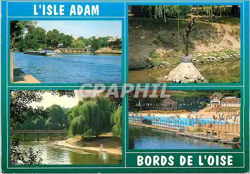 Moderne Karte L'Isle Adam (Val d'Oise) Les bords de l'Oise Piscine