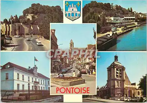 Cartes postales moderne Pontoise (Val d'Oise) Les Remparts Bords de l'Oise La Rue Thiers et la Cathedrale St Maclou L Ma