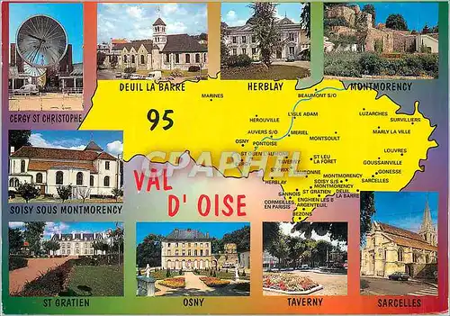 Moderne Karte Val d'Oise Cergy st Christophe Deuil la Barre Herblay Montmorency St Gratien Osny Taverny Sarcel