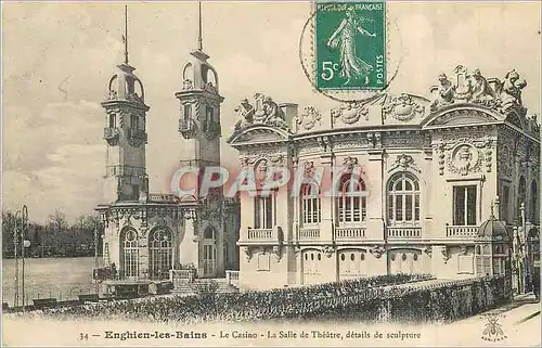 Cartes postales Enghien les Bains Le Casino La Salle de Theatre details de Sculpture