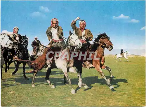 Moderne Karte Afghanistan A Scene of Buzkashi Chevaux