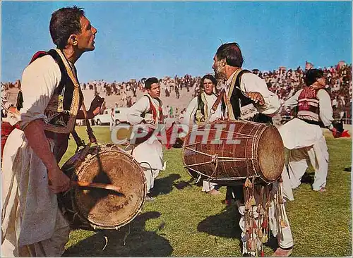 Moderne Karte Afghanistan Drumer and Attan Dancers Folklore