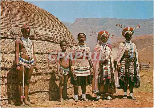 Cartes postales moderne Tribal Life Stamlewe Zulus in Tribal Dress Drakensberg Natal Folklore