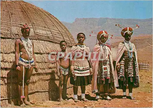 Moderne Karte Tribal Life Stamlewe Zulus in Tribal Dress Drakensberg Natal Folklore
