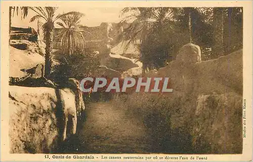 Ansichtskarte AK Oasis de Ghardaia Les Canaux Souterrains par ou se deverse l'eau de l'Oued