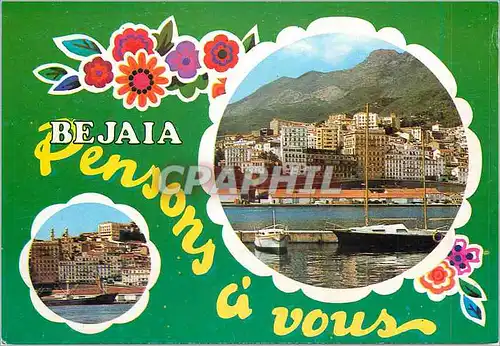 Moderne Karte Souvenir de Bejaia Algerie Bateaux