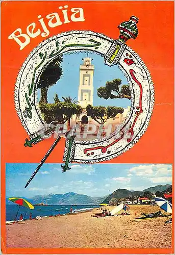 Cartes postales moderne Bejaia (Algerie) La Grande Mosquee La Grande Plage de Tichy