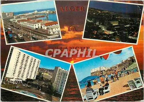 Cartes postales moderne Alger La Blanche Vue d'ensemble sur le Port Vue Generale Place du Ier Mai Pointe Poscade