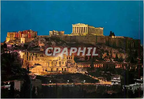 Cartes postales moderne Athenes L'Acropole Illuminee