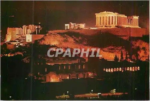 Moderne Karte Athenes L'Acropole Illuminee